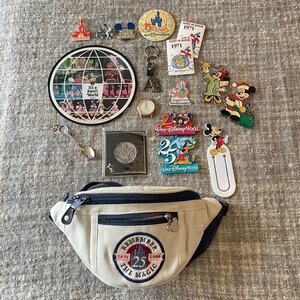 DISNEY Lot - 18 Vintage Collectibles Including Fanny Pack , Pins , Spoon & More